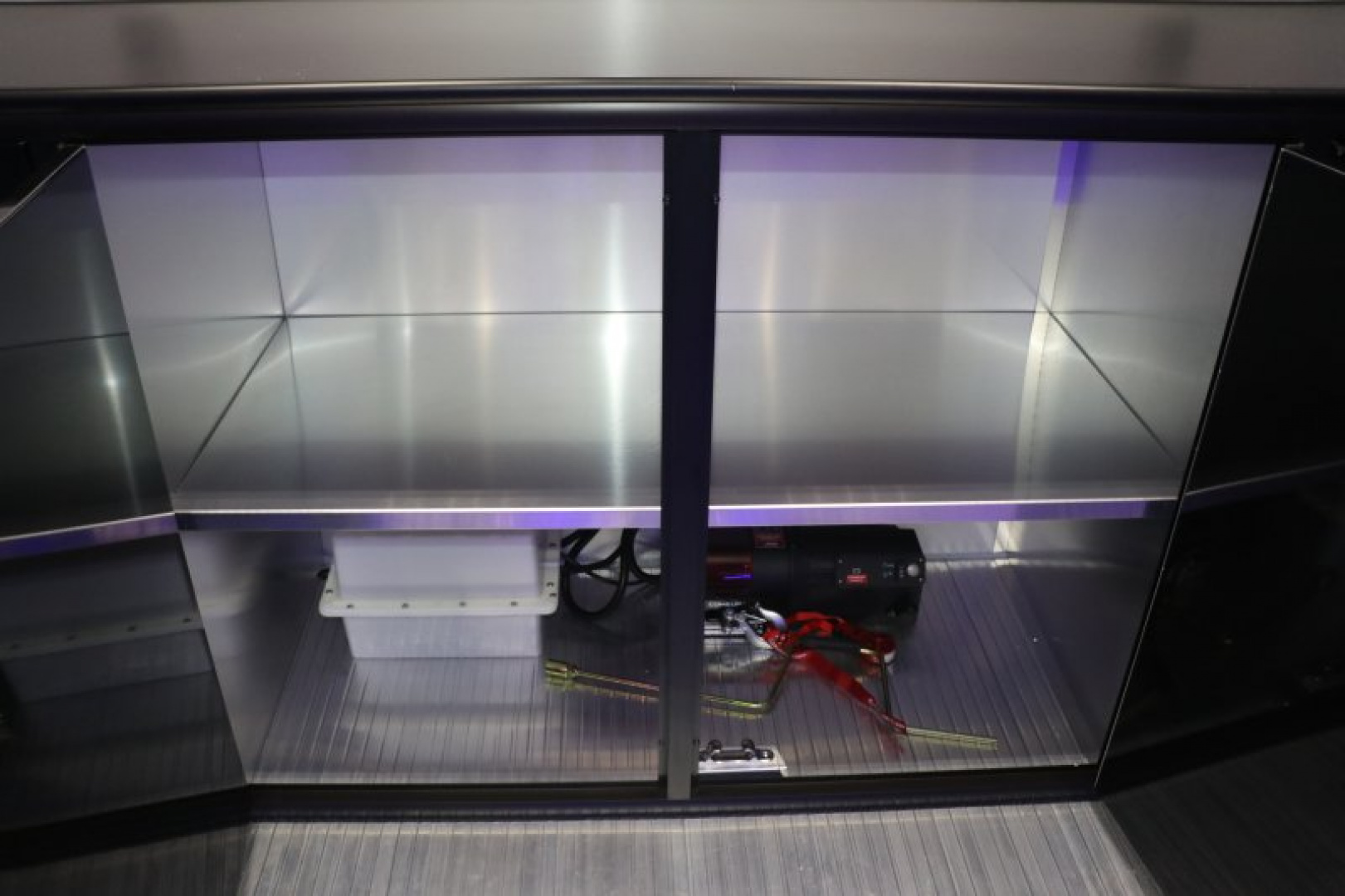 New In-Tech Lite 8.5x24 Stacker Race Trailer-18K - White W/ Black Trim, Tool Drawers, Winch, Airline Track, Full Escape Door, .050 Upgrade & WW Cabinet