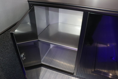 New In-Tech Lite 8.5x24 Stacker Race Trailer-18K - White W/ Black Trim, Tool Drawers, Winch, Airline Track, Full Escape Door, .050 Upgrade & WW Cabinet