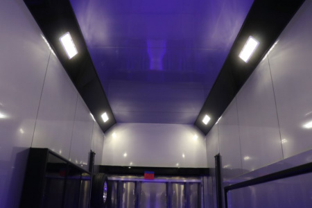New In-Tech Lite 8.5x24 Stacker Race Trailer-18K - White W/ Black Trim, Tool Drawers, Winch, Airline Track, Full Escape Door, .050 Upgrade & WW Cabinet