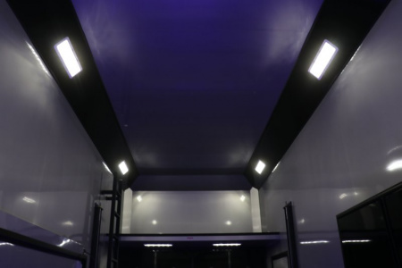 New In-Tech Lite 8.5x24 Stacker Race Trailer-18K - White W/ Black Trim, Tool Drawers, Winch, Airline Track, Full Escape Door, .050 Upgrade & WW Cabinet