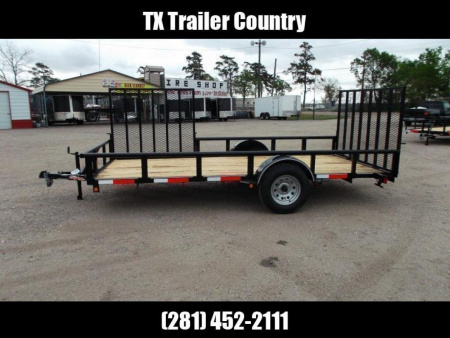 New 2026 Longhorn Trailers 83x14 Single Axle Utility Trailer / ATV Trailer / UTV Side by Side Trailer / Pipetop / 4ft Heavy Duty Rear Ramp / 4ft Side Load Ramp Gate