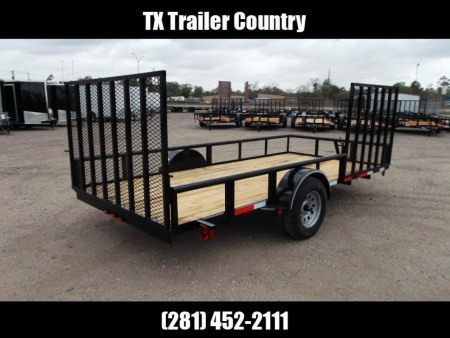 New 2026 Longhorn Trailers 83x14 Single Axle Utility Trailer / ATV Trailer / UTV Side by Side Trailer / Pipetop / 4ft Heavy Duty Rear Ramp / 4ft Side Load Ramp Gate