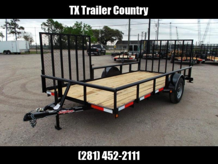 New 2026 Longhorn Trailers 83x14 Single Axle Utility Trailer / ATV Trailer / UTV Side by Side Trailer / Pipetop / 4ft Heavy Duty Rear Ramp / 4ft Side Load Ramp Gate