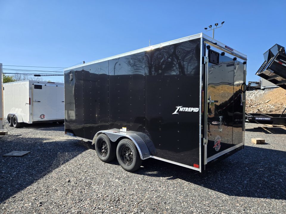 New 7 x 16 Homesteader Intrepid V-Nose 7k GVWR ***BLACK PolyCor w/Ramp Door Pkg