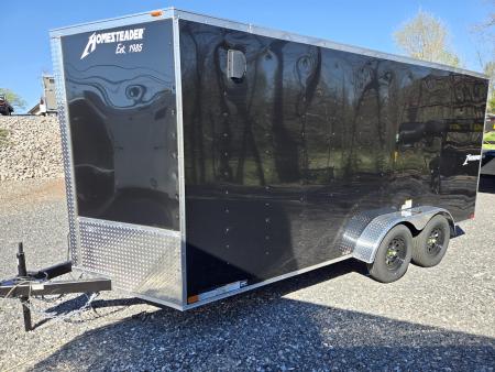 New 7 x 16 Homesteader Intrepid V-Nose 7k GVWR ***BLACK PolyCor w/Ramp Door Pkg