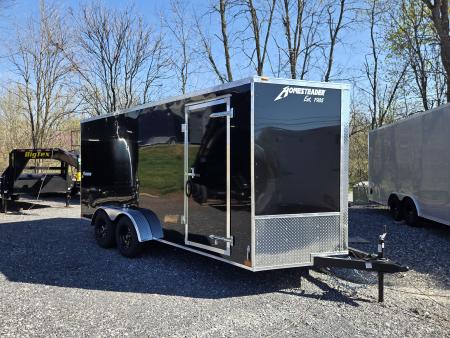 New 7 x 16 Homesteader Intrepid V-Nose 7k GVWR ***BLACK PolyCor w/Ramp Door Pkg