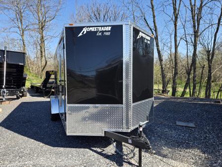 New 7 x 16 Homesteader Intrepid V-Nose 7k GVWR ***BLACK PolyCor w/Ramp Door Pkg