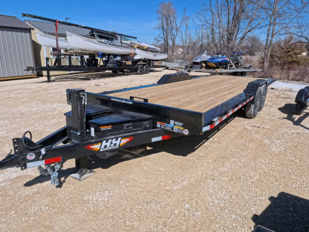 New 2026 H&H Trailers 82x24 Electric Tilt Speed Loader Car Hauler, Deck Mounted Winch Plate, Super Duty Drive Over Fenders, Outriggers, & 15K Hydraulic Jack