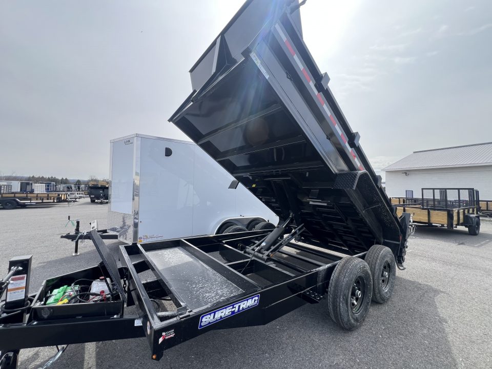 New 2026 Sure-Trac HD Low Profile 7X14 14K Scissor Lift Dump Trailer