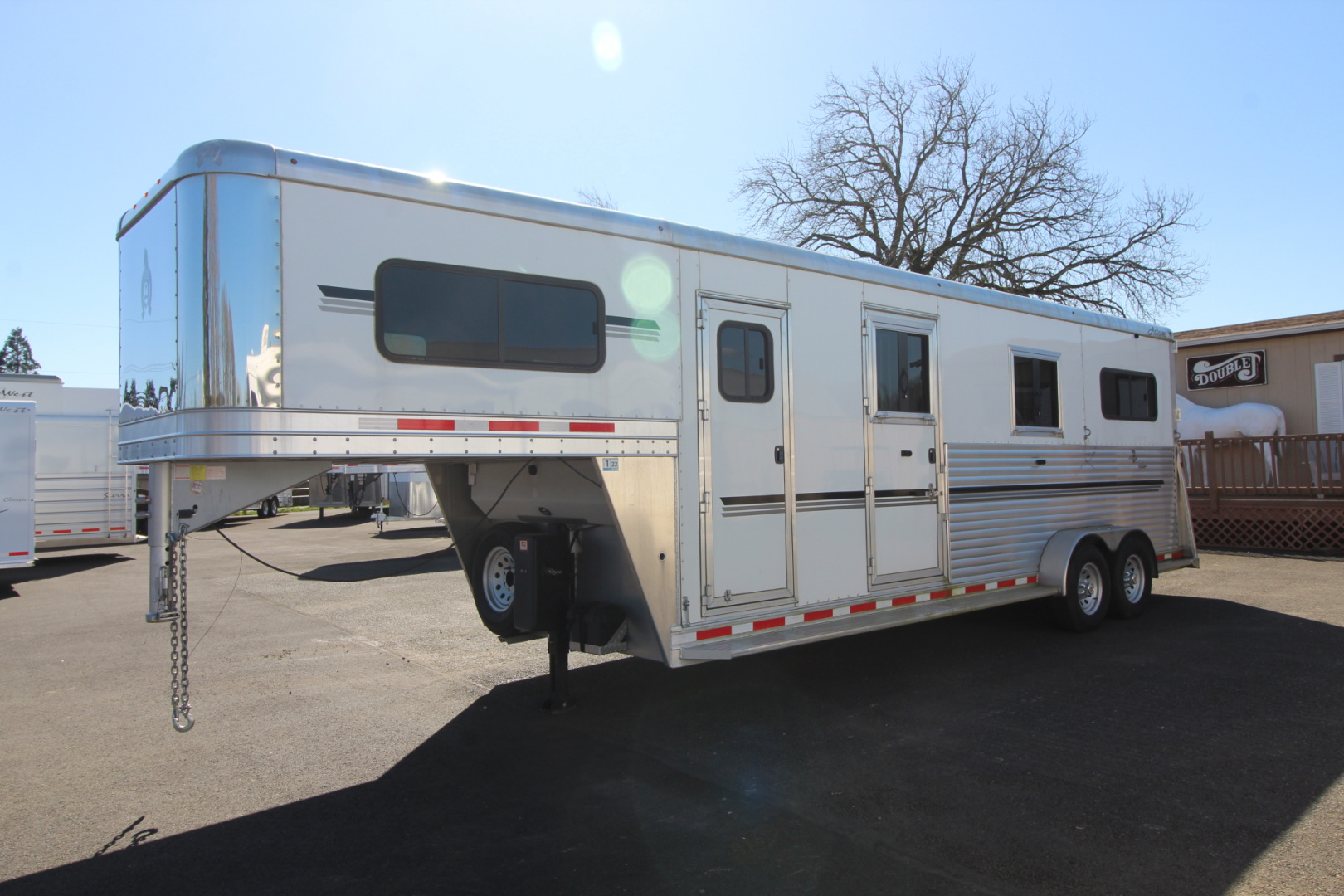 Used 2021 Adam 2+1 Horse Trailer - Straight Load & Box Stall - Side Ramp and Rear Ramp