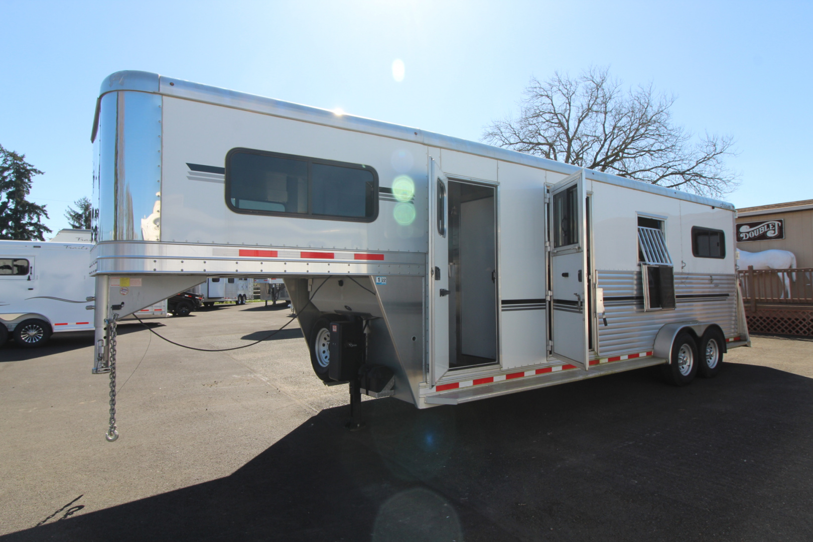 Used 2021 Adam 2+1 Horse Trailer - Straight Load & Box Stall - Side Ramp and Rear Ramp