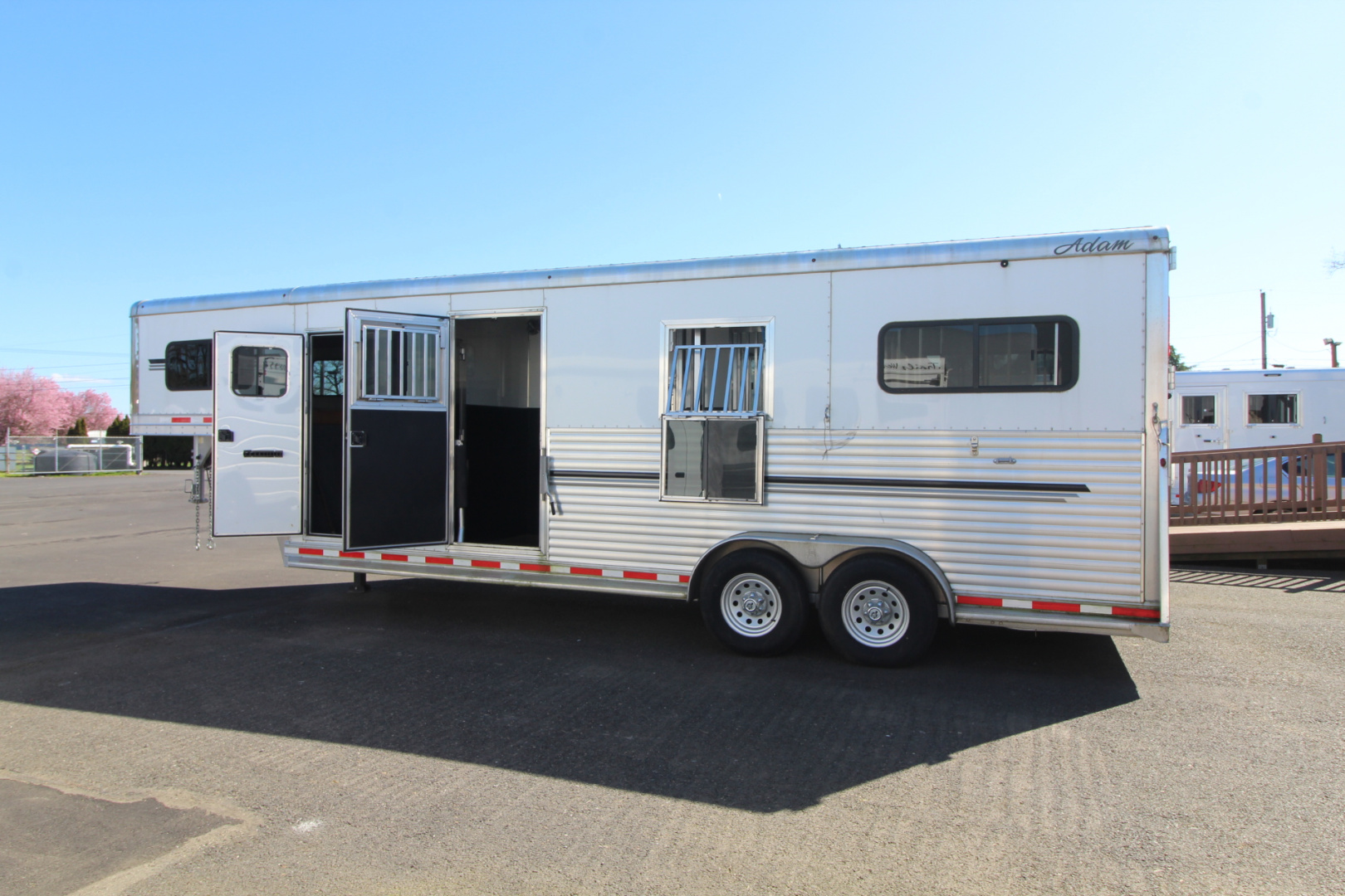 Used 2021 Adam 2+1 Horse Trailer - Straight Load & Box Stall - Side Ramp and Rear Ramp
