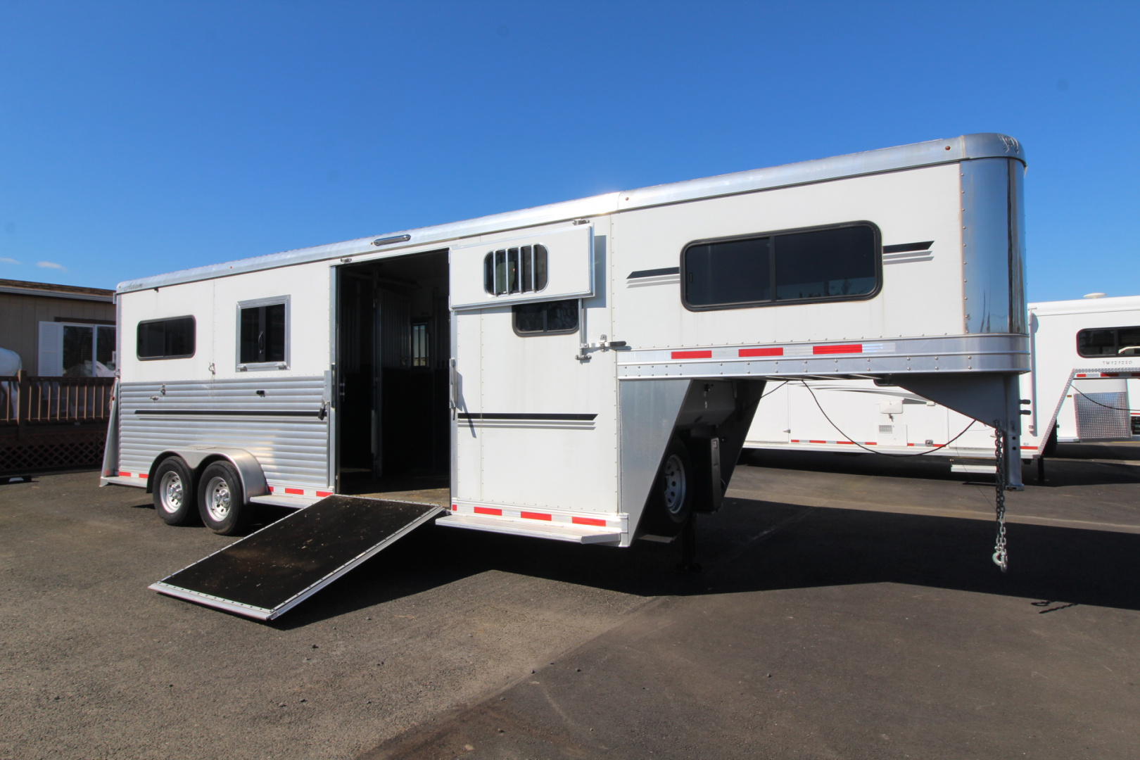 Used 2021 Adam 2+1 Horse Trailer - Straight Load & Box Stall - Side Ramp and Rear Ramp