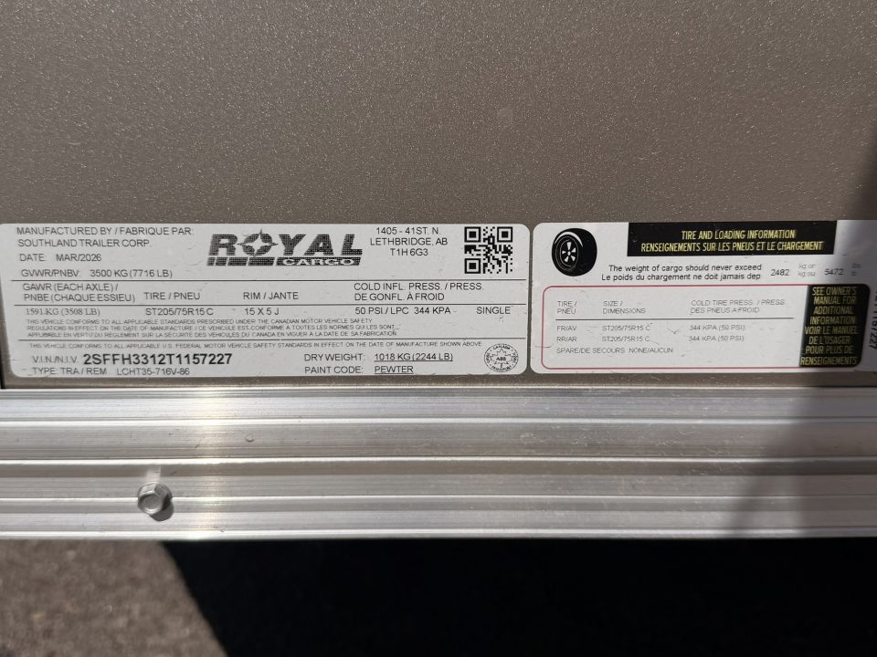 New 2026 Royal Cargo Trailers 7-14-1.5V Enclosed 7K GVWR