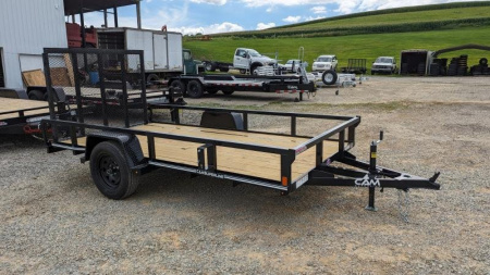 New 2026 CAM SUPERLINE 7x12 Tubular Top Rail Utility Trailer w/ Spring Assist Gate