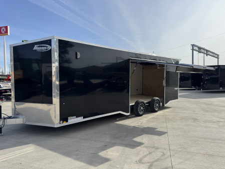 New NEW 2026 Formula ALUMINUM 8.5x24 +V, 7’ TALL, WHITE Interior, QUALITY Enclosed Rear Ramp Car Hauler Cargo Trailer