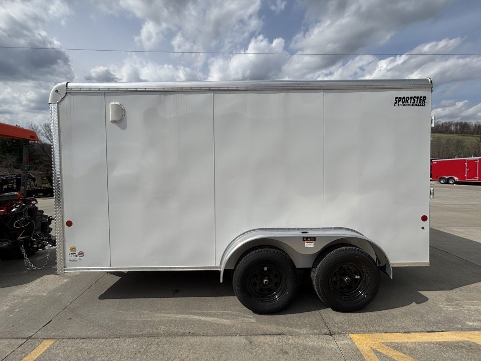 New 2026 Car Mate Trailers 7x14 Sportster HD Enclosed Trailer - Crystal White w/ Ramp - 7000# GVWR