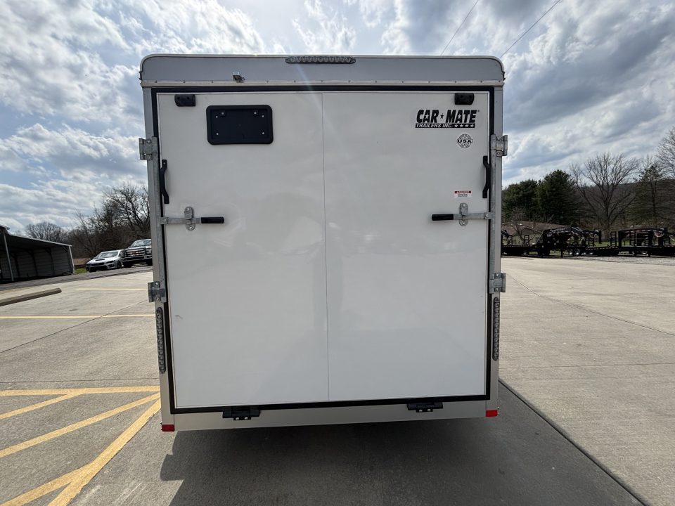 New 2026 Car Mate Trailers 7x14 Sportster HD Enclosed Trailer - Crystal White w/ Ramp - 7000# GVWR