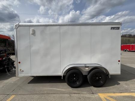 New 2026 Car Mate Trailers 7x14 Sportster HD Enclosed Trailer - Crystal White w/ Ramp - 7000# GVWR