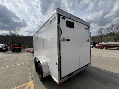 New 2026 Car Mate Trailers 7x14 Sportster HD Enclosed Trailer - Crystal White w/ Ramp - 7000# GVWR