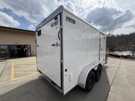 New 2026 Car Mate Trailers 7x14 Sportster HD Enclosed Trailer - Crystal White w/ Ramp - 7000# GVWR