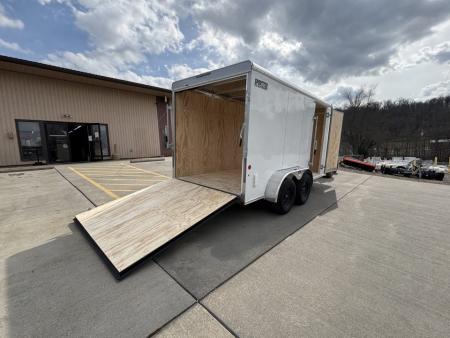 New 2026 Car Mate Trailers 7x14 Sportster HD Enclosed Trailer - Crystal White w/ Ramp - 7000# GVWR