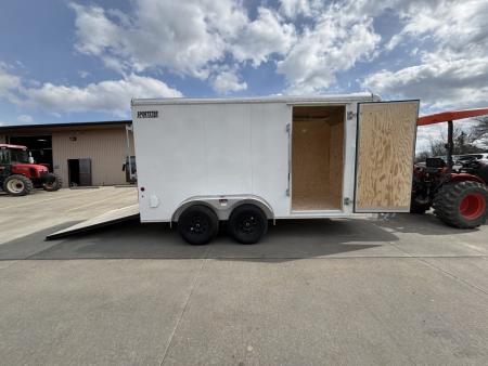 New 2026 Car Mate Trailers 7x14 Sportster HD Enclosed Trailer - Crystal White w/ Ramp - 7000# GVWR