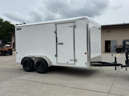 New 2026 Car Mate Trailers 7x14 Sportster HD Enclosed Trailer - Crystal White w/ Ramp - 7000# GVWR