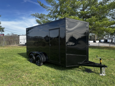 New 2026 Luxe 7X14 Enclosed Trailer-3500LB Tandem Axle-Black Poly-Blackout