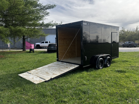 New 2026 Luxe 7X14 Enclosed Trailer-3500LB Tandem Axle-Black Poly-Blackout