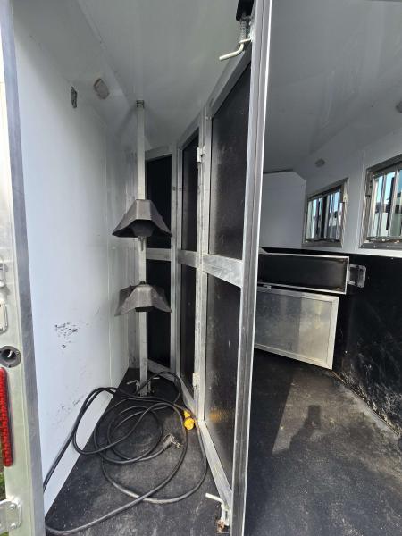 Used 2023 Bison Silverado 7208 - 8' SW Living Quarters - 2 Horse Trailer - Ramp - Drop down windows tail side