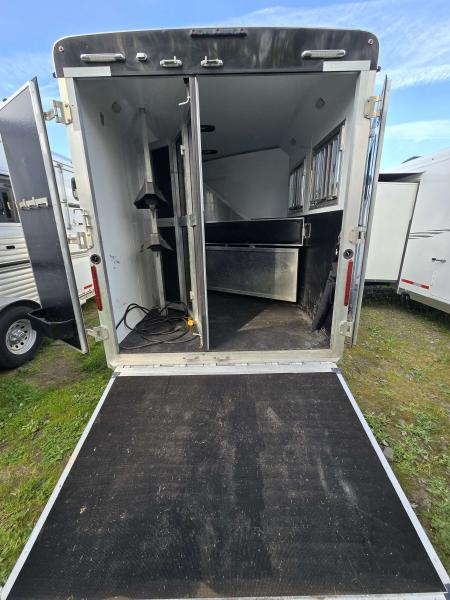 Used 2023 Bison Silverado 7208 - 8' SW Living Quarters - 2 Horse Trailer - Ramp - Drop down windows tail side