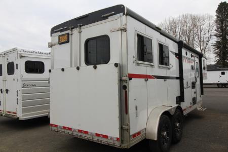 Used 2023 Bison Silverado 7208 - 8' SW Living Quarters - 2 Horse Trailer - Ramp - Drop down windows tail side