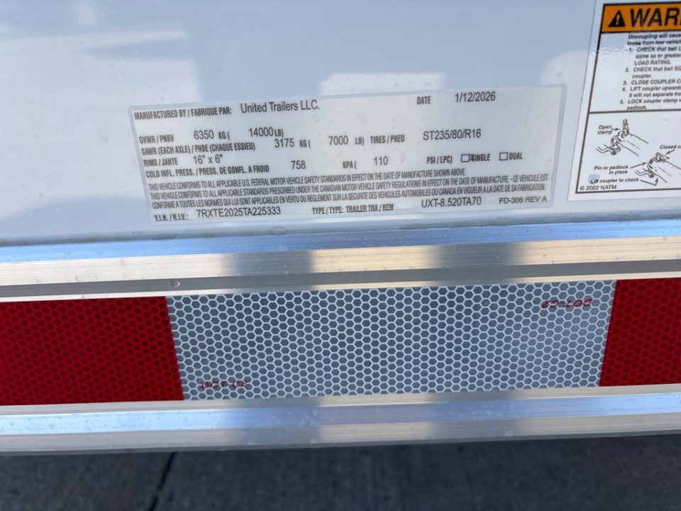 New 2026 United Trailers UXT-8.520TA70 Car / Racing Trailer