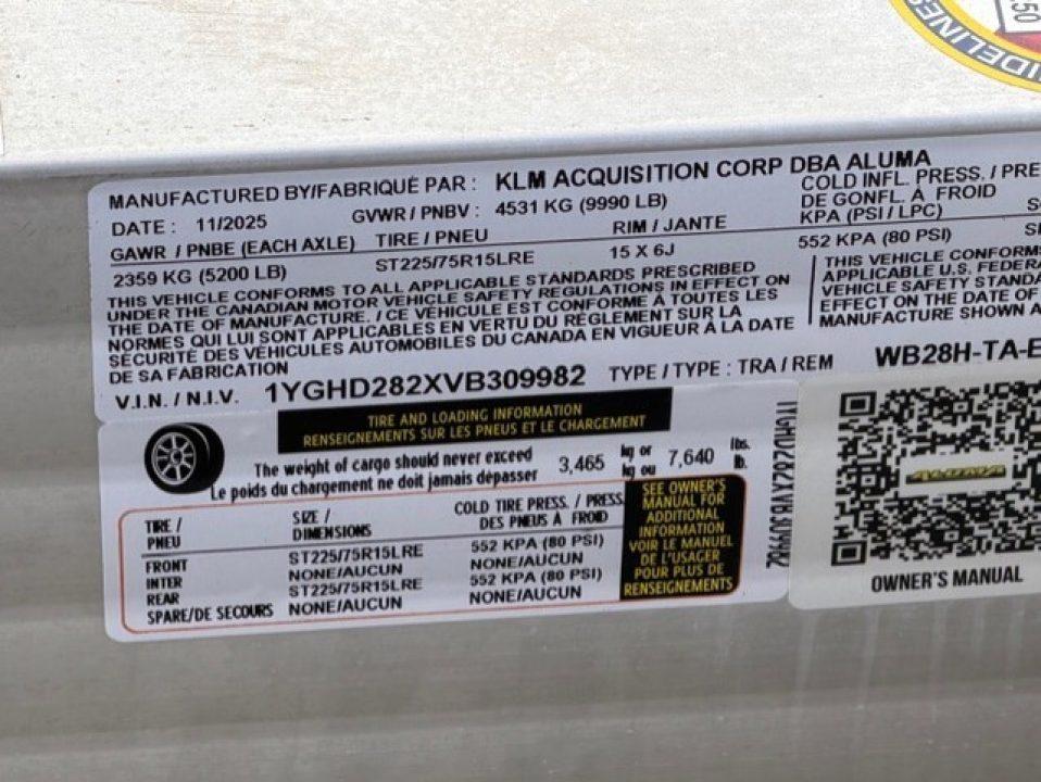 New 2027 Aluma WB28H-TA-EL-DOF-R-RR 8FT X 28FT 9990 GVW Utility Trailer