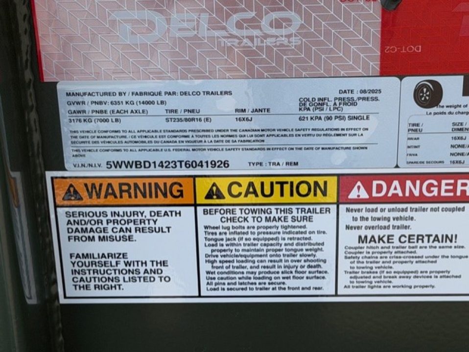 New 2026 Delco Trailers D314 7FT X 14FT 14K GVW Dump Trailer