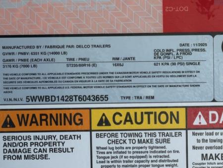 New 2026 Delco Trailers D314 P3 7FT X 14FT 14K GVW Dump Trailer