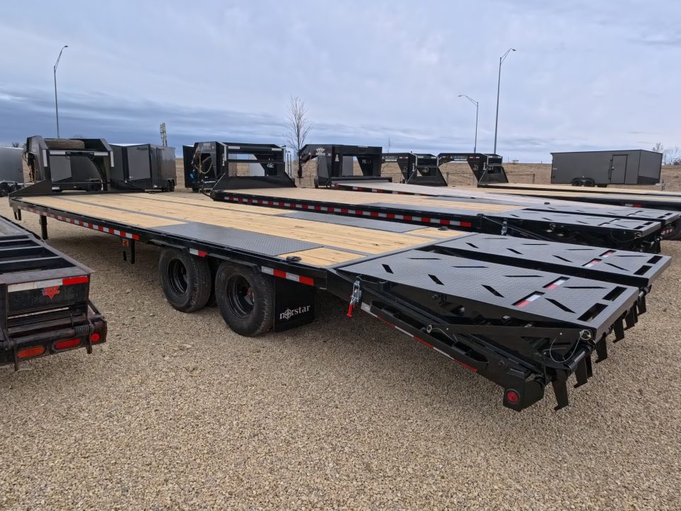 New 2026 Norstar 102 x 30 (25+5) FXG Gooseneck Deckover with 22,000 lb. GVWR, 5' Self Cleaning Dove Tail with Rampage Ramps, 2 - 10K Spring Axles with 2 Electric Brakes