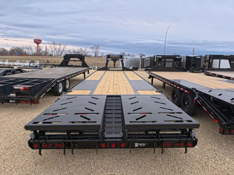 New 2026 Norstar 102 x 30 (25+5) FXG Gooseneck Deckover with 22,000 lb. GVWR, 5' Self Cleaning Dove Tail with Rampage Ramps, 2 - 10K Spring Axles with 2 Electric Brakes