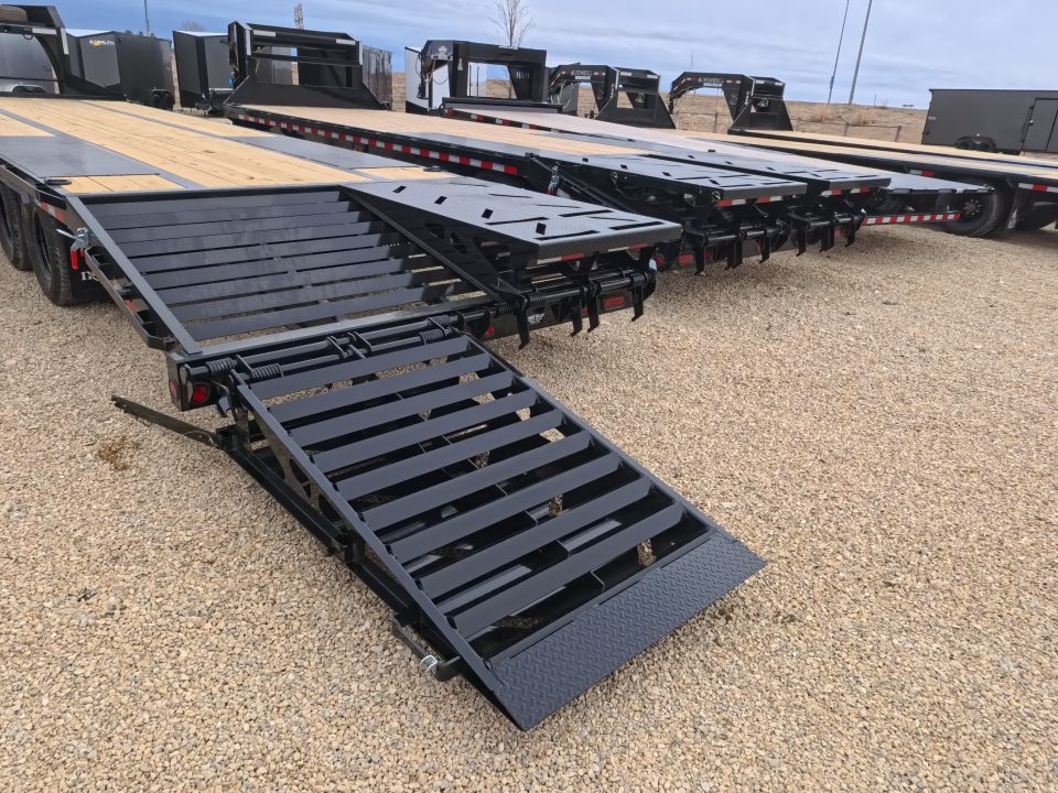 New 2026 Norstar 102 x 30 (25+5) FXG Gooseneck Deckover with 22,000 lb. GVWR, 5' Self Cleaning Dove Tail with Rampage Ramps, 2 - 10K Spring Axles with 2 Electric Brakes