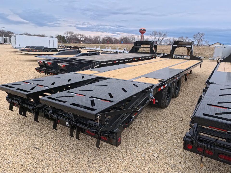New 2026 Norstar 102 x 30 (25+5) FXG Gooseneck Deckover with 22,000 lb. GVWR, 5' Self Cleaning Dove Tail with Rampage Ramps, 2 - 10K Spring Axles with 2 Electric Brakes