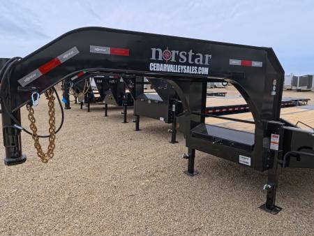 New 2026 Norstar 102 x 30 (25+5) FXG Gooseneck Deckover with 22,000 lb. GVWR, 5' Self Cleaning Dove Tail with Rampage Ramps, 2 - 10K Spring Axles with 2 Electric Brakes