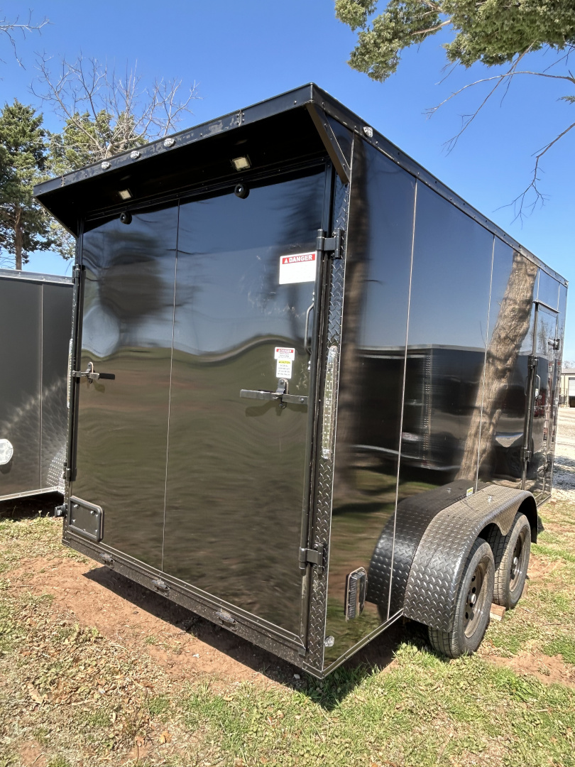 New 2026 Family Trailer 7x14 Tandem Axles Cargo / Enclosed Trailer- Screwless Exterior- Blackout Pkg- Rear Spoiler