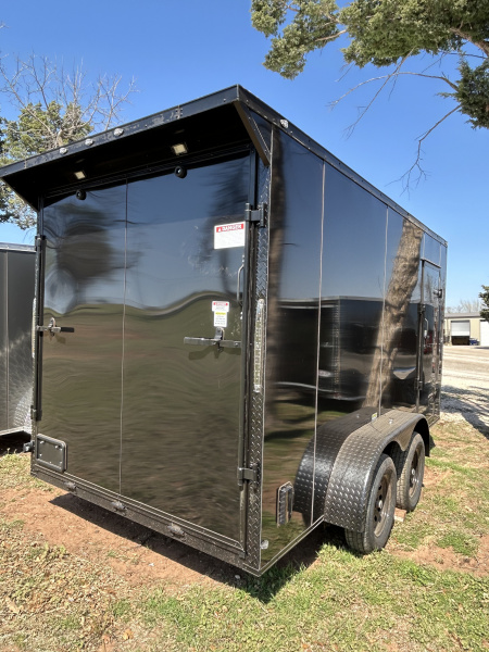 New 2026 Family Trailer 7x14 Tandem Axles Cargo / Enclosed Trailer- Screwless Exterior- Blackout Pkg- Rear Spoiler