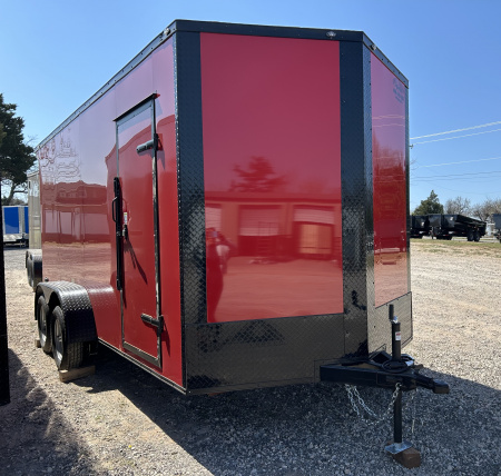 New 2026 Family Trailer 7x16 Tandem Axle Cargo / Enclosed Trailer - Screwless - Blackout Pkg - Rear Spoiler