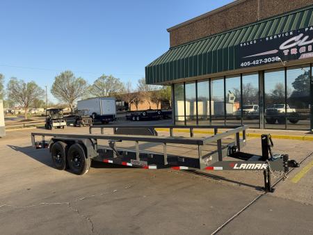 New #152395 2026 LAMAR U6 20 X 83 TANDEM AXLE HEAVY DUTY SQUARE TUBE TOP 14K UTILITY W/ SLIDE IN RAMPS