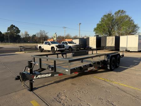New #152393 2026 LAMAR U6 20 X 83 TANDEM AXLE HEAVY DUTY SQUARE TUBE TOP 14K UTILITY W/ SLIDE IN RAMPS