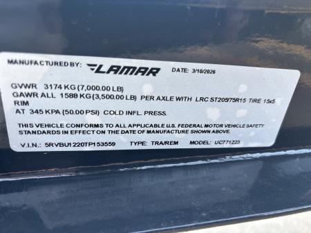 New #153559 2026 LAMAR UC 12 X 77 TANDEM AXLE 7K UTILITY W/ RAMP GATE