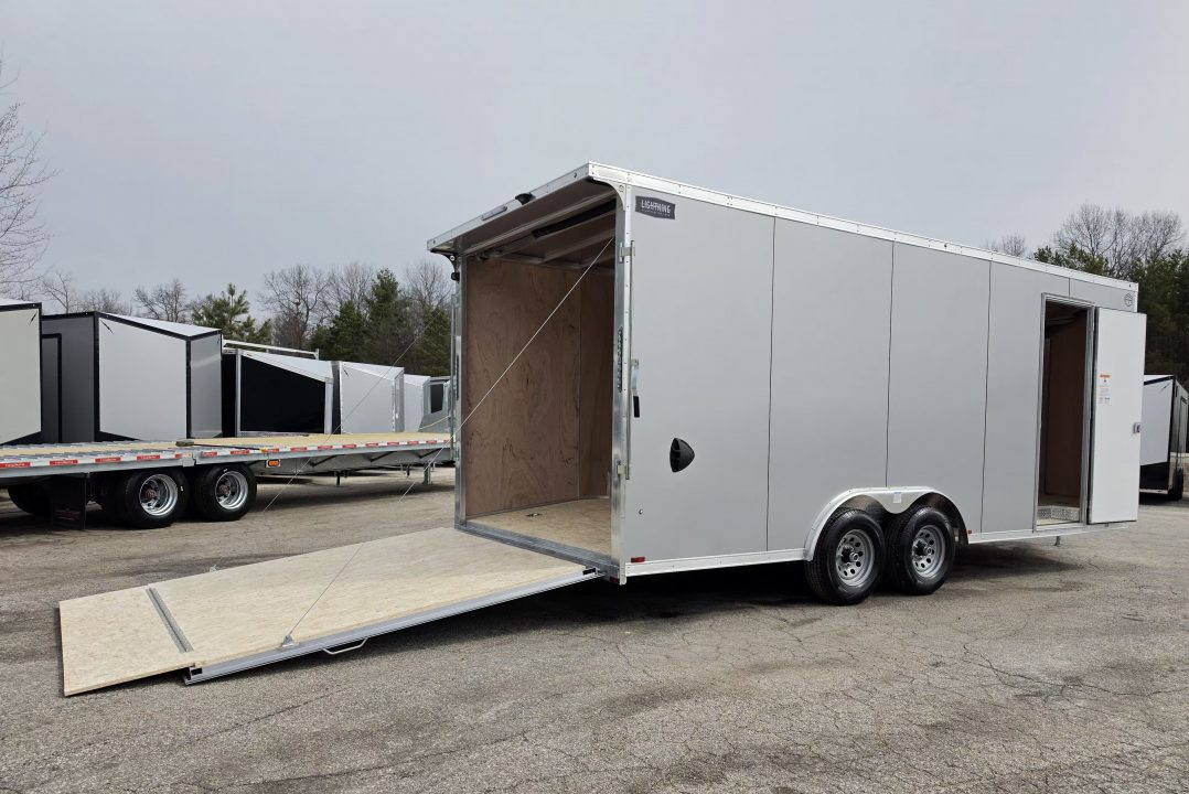 New 8' X 20' CAR HAULER ENCLOSED 2026 ALL ALUMINUM POLYCOR EXTERIOR 5200# AXLES ALSO AVAILABLE IN WHITE