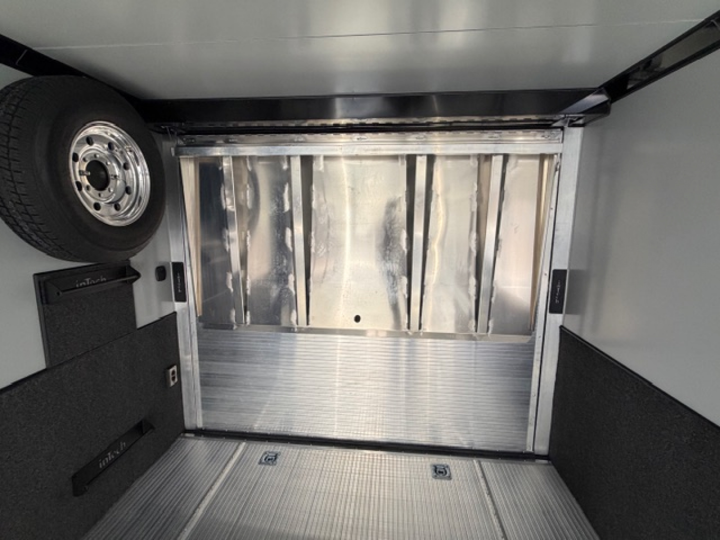 New In-Tech Lite 8.5x32 Race Trailer-18K - White W/ Black Trim RS Cabinet, Winch & WW Cabinet
